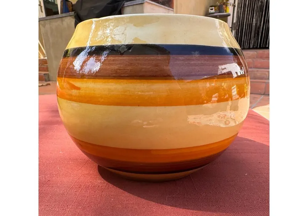 Vintage Mid-Century Modern Ceramic USA Pottrey Striped Planter C-50-1MCM